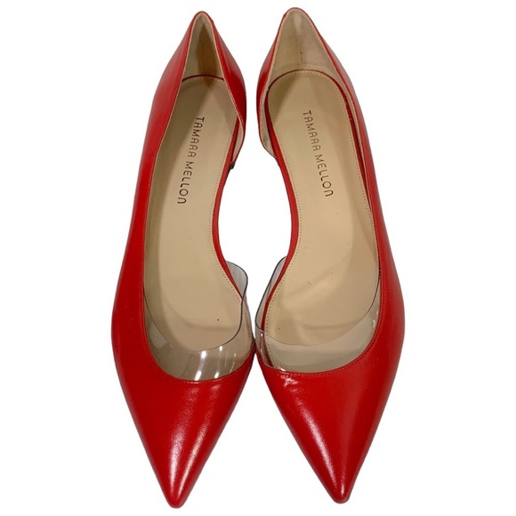Tamara Mellon D'Orsay Leather Pointed Toe Flats Red Size EU 41.5 - Picture 5 of 10